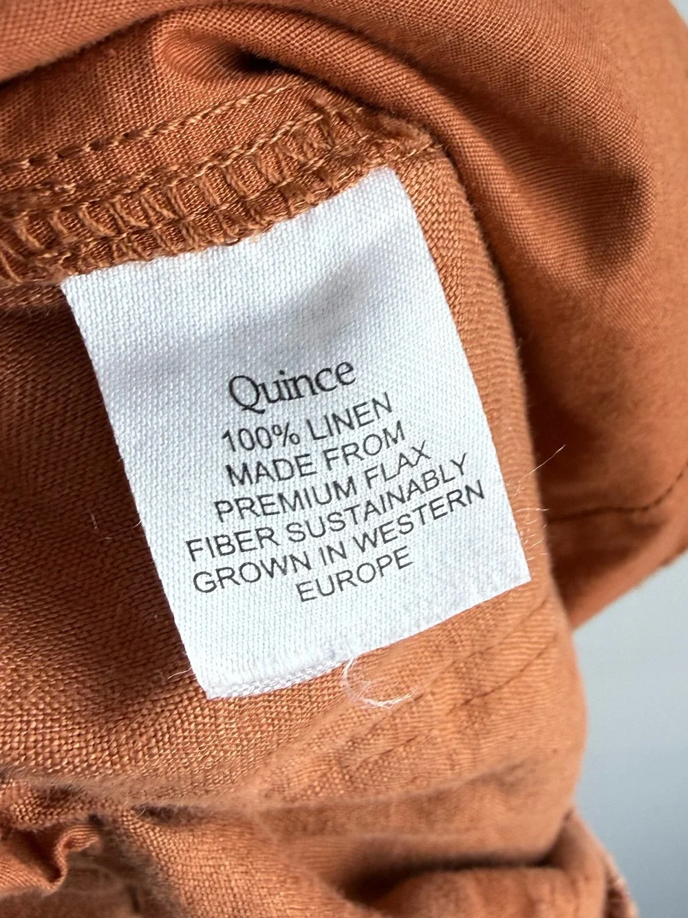 Quince 100% European Linen Pants Terracotta Rust Lagenlook Easy Pull-On Small S